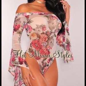 Floral bodysuit hot Miami styles